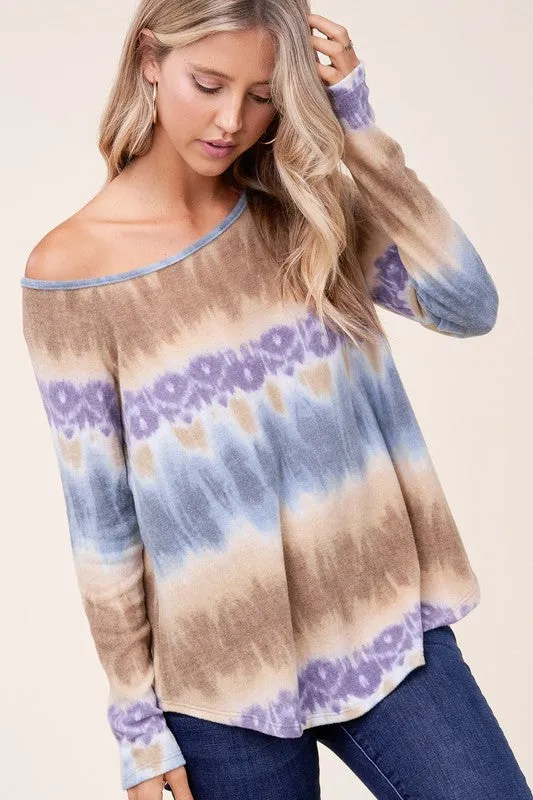 PLUS COZY TIE DYE ONE SHOULDER TOP