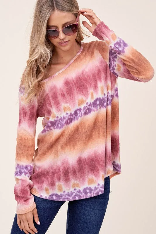 PLUS COZY TIE DYE ONE SHOULDER TOP