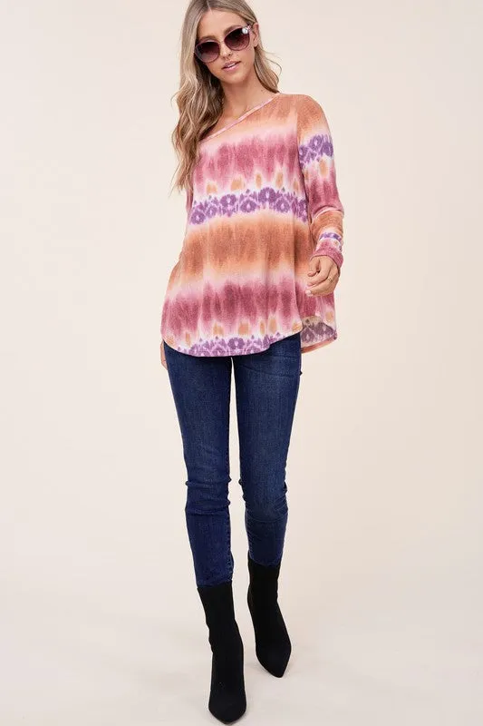PLUS COZY TIE DYE ONE SHOULDER TOP