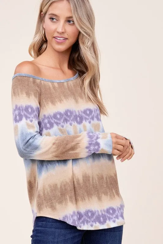 PLUS COZY TIE DYE ONE SHOULDER TOP