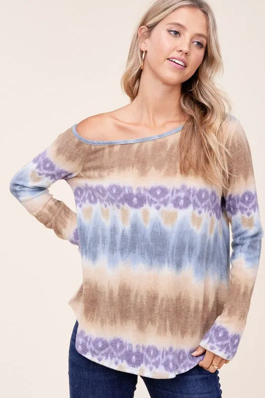 PLUS COZY TIE DYE ONE SHOULDER TOP