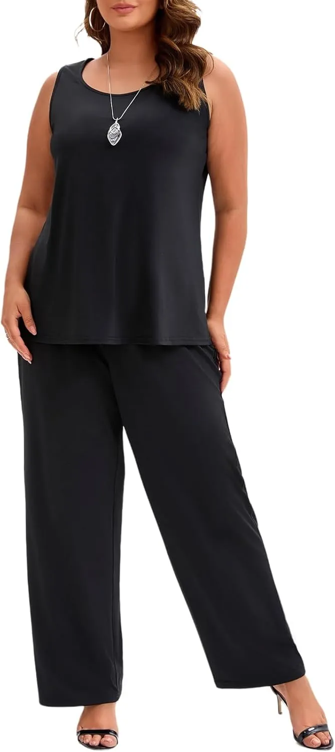 Plus Size Mother of The Bride 3 Piece Lace Pant Suit Set Formal Wedding Guest Attire for Weddings Evening Party Occasions