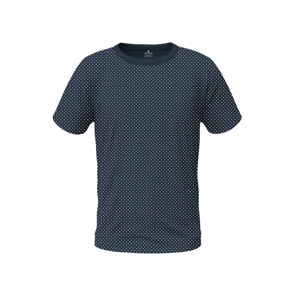 Polycotton Dotted Print T-Shirt for Men - Blue