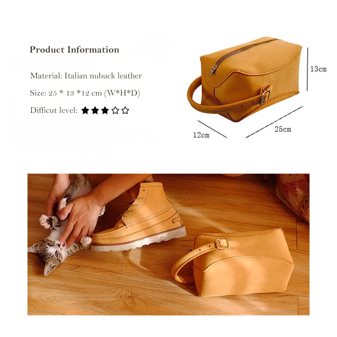 POPSEWING® Nubuck Leather Makeup Bag & Toiletry Bag DIY Kit