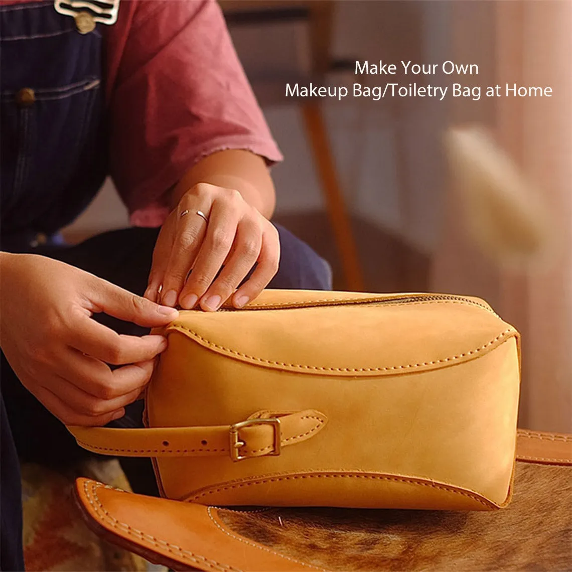 POPSEWING® Nubuck Leather Makeup Bag & Toiletry Bag DIY Kit