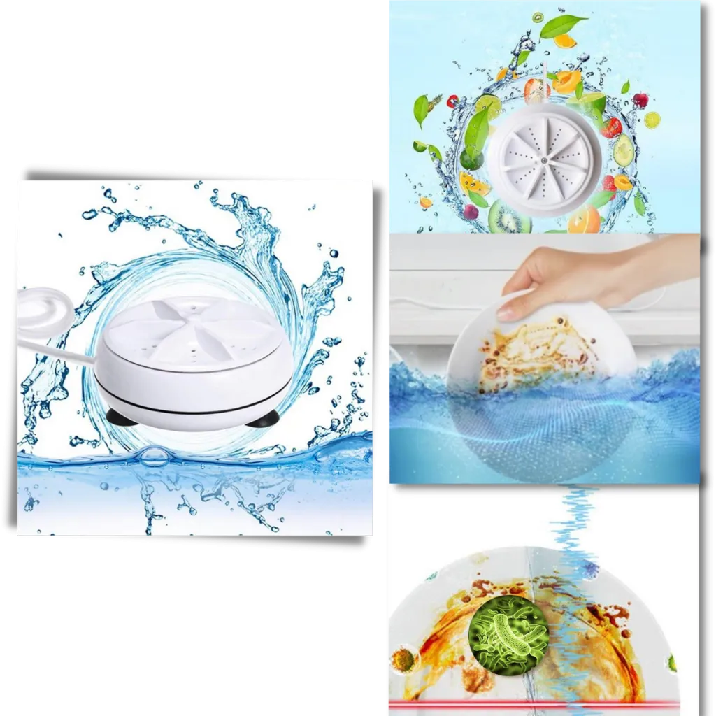 Portable ultrasonic dishwasher & laundry machine