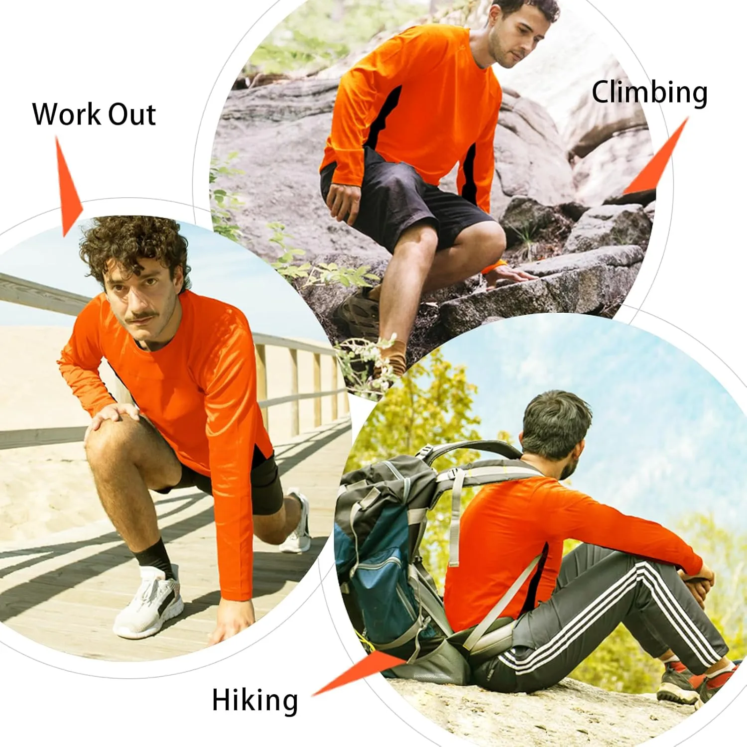 ProtectX 2 Pack Men's Long Sleeve Sun Protection Shirts Quick Dry UPF 50  Athletic Shirt for Workout Hiking Fishing