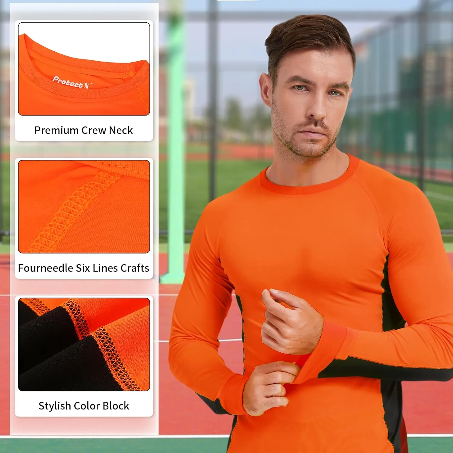 ProtectX 2 Pack Men's Long Sleeve Sun Protection Shirts Quick Dry UPF 50  Athletic Shirt for Workout Hiking Fishing
