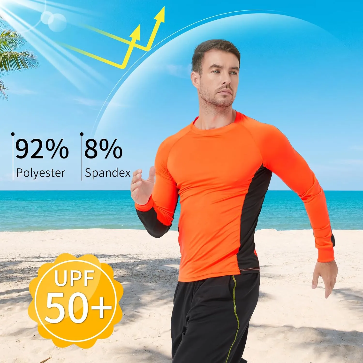 ProtectX 2 Pack Men's Long Sleeve Sun Protection Shirts Quick Dry UPF 50  Athletic Shirt for Workout Hiking Fishing