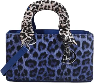 PU Leather Shoulder Handbag for Women Fashion Messenger Satchel Elegant Hobo Top Leopard Print Crossbody Bag