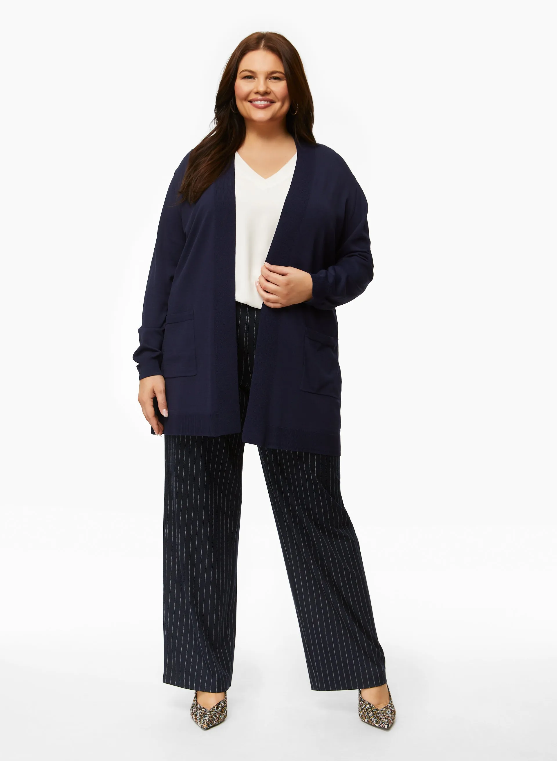 Pull-On Stripe Print Straight Leg Pants