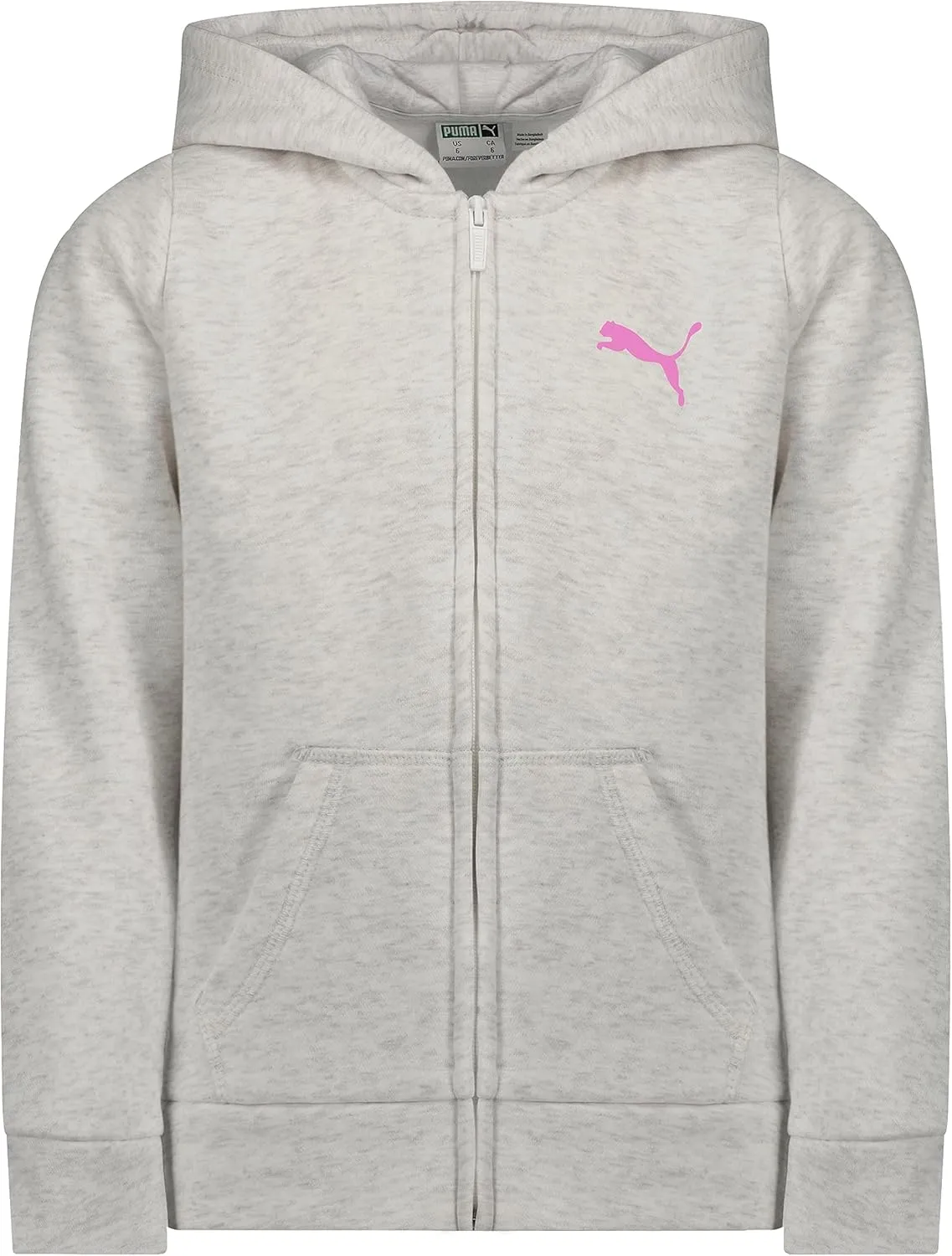 PUMA Girls' Core Logo Zip Up Hoodie