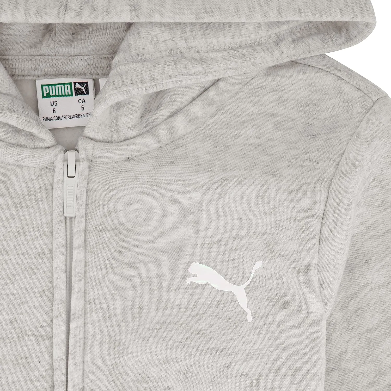 PUMA Girls' Core Logo Zip Up Hoodie