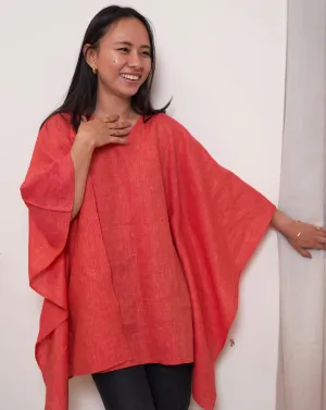 Pure Linen Top for Women CHERRY