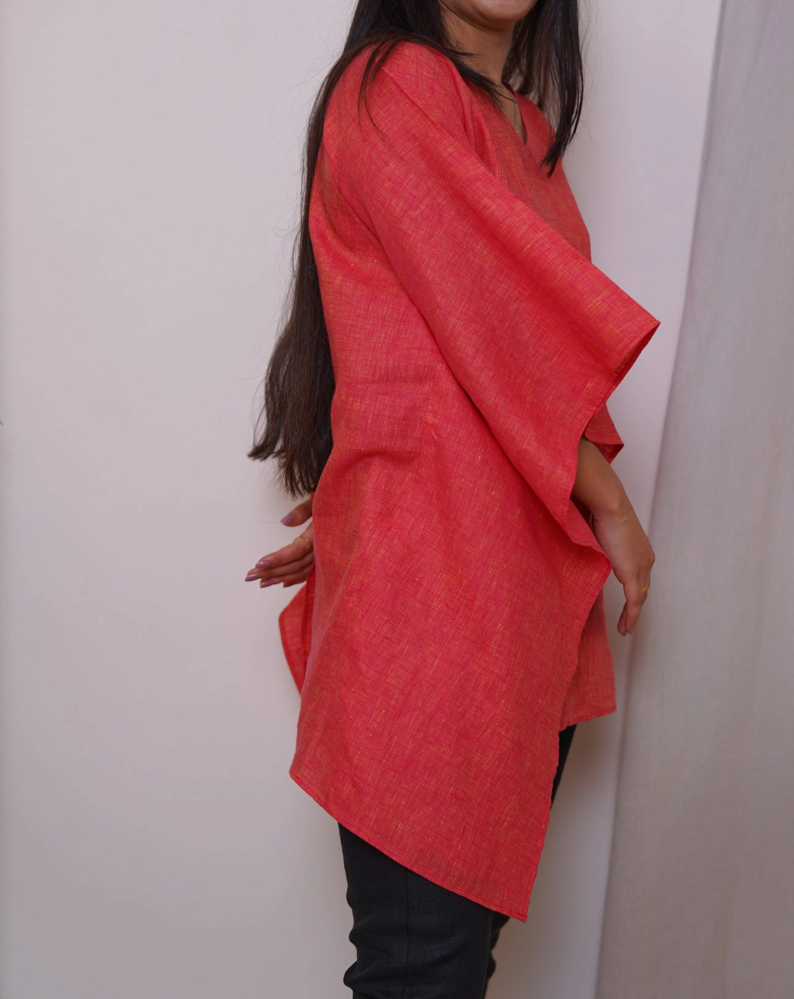 Pure Linen Top for Women CHERRY