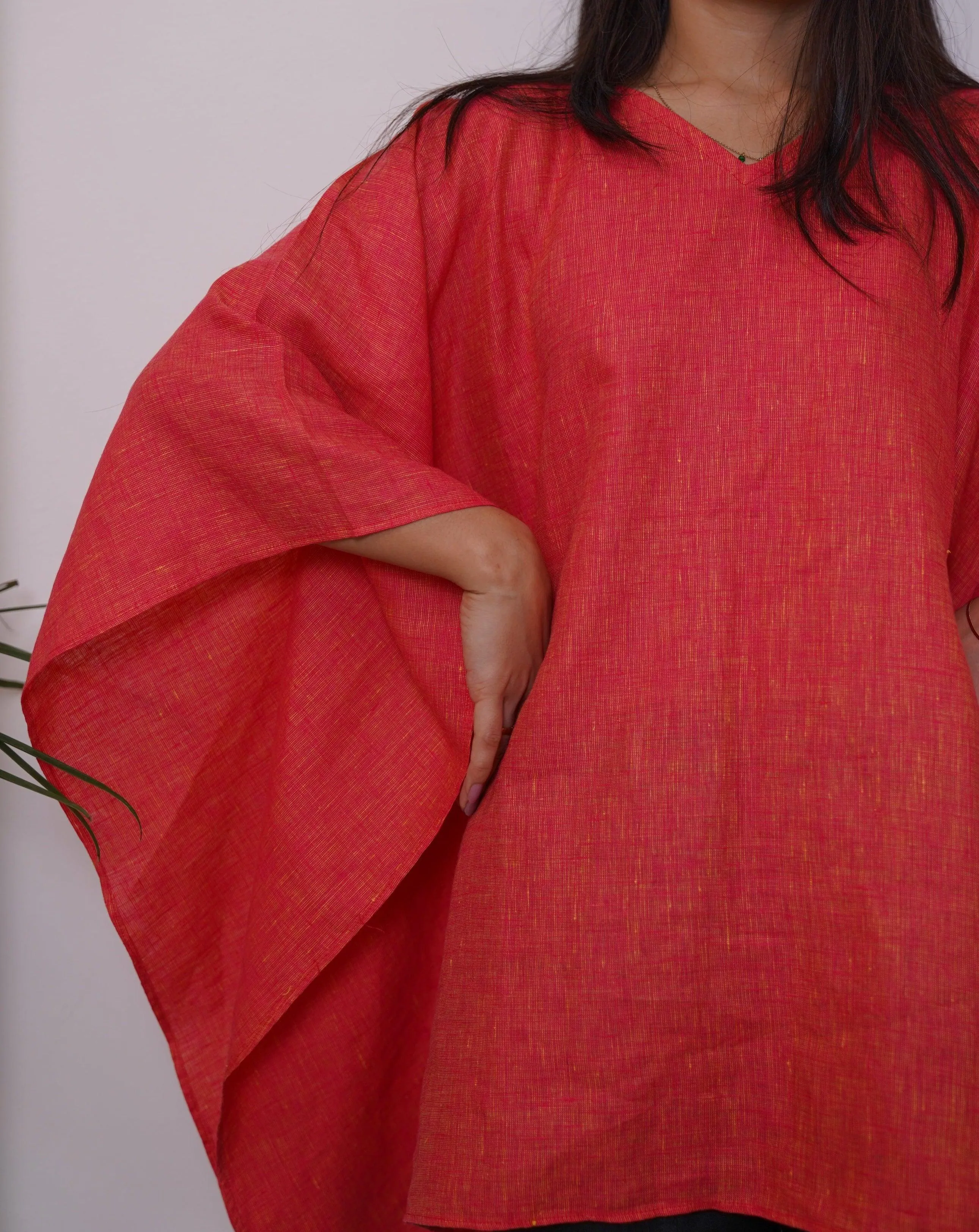 Pure Linen Top for Women CHERRY