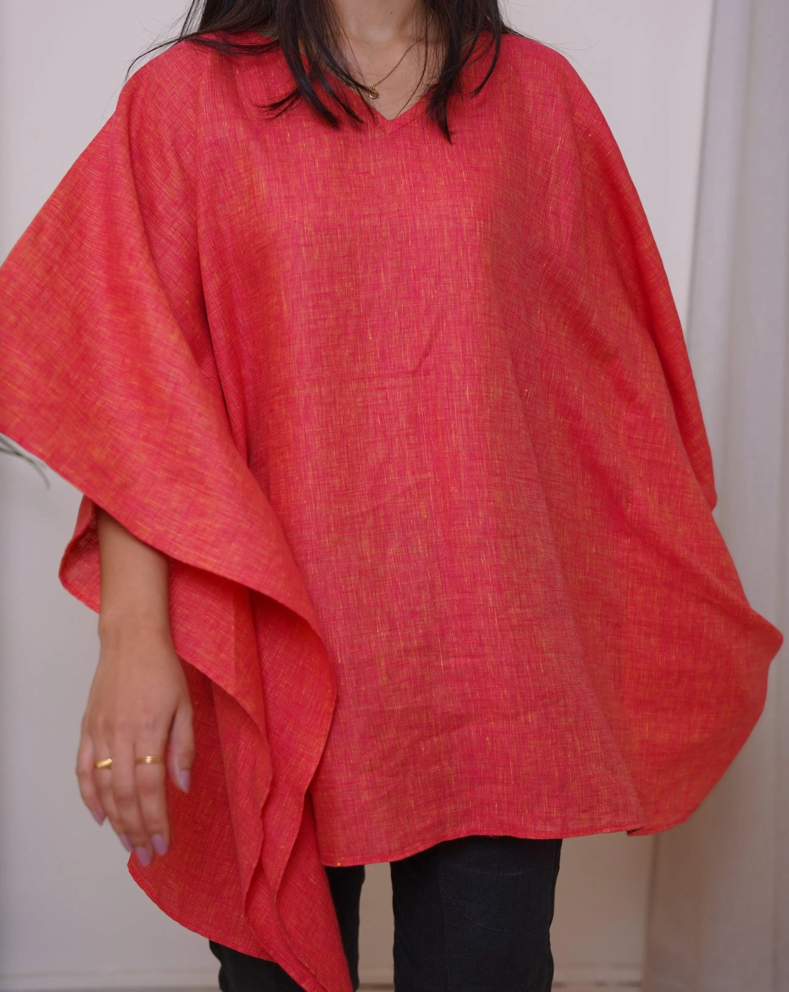 Pure Linen Top for Women CHERRY