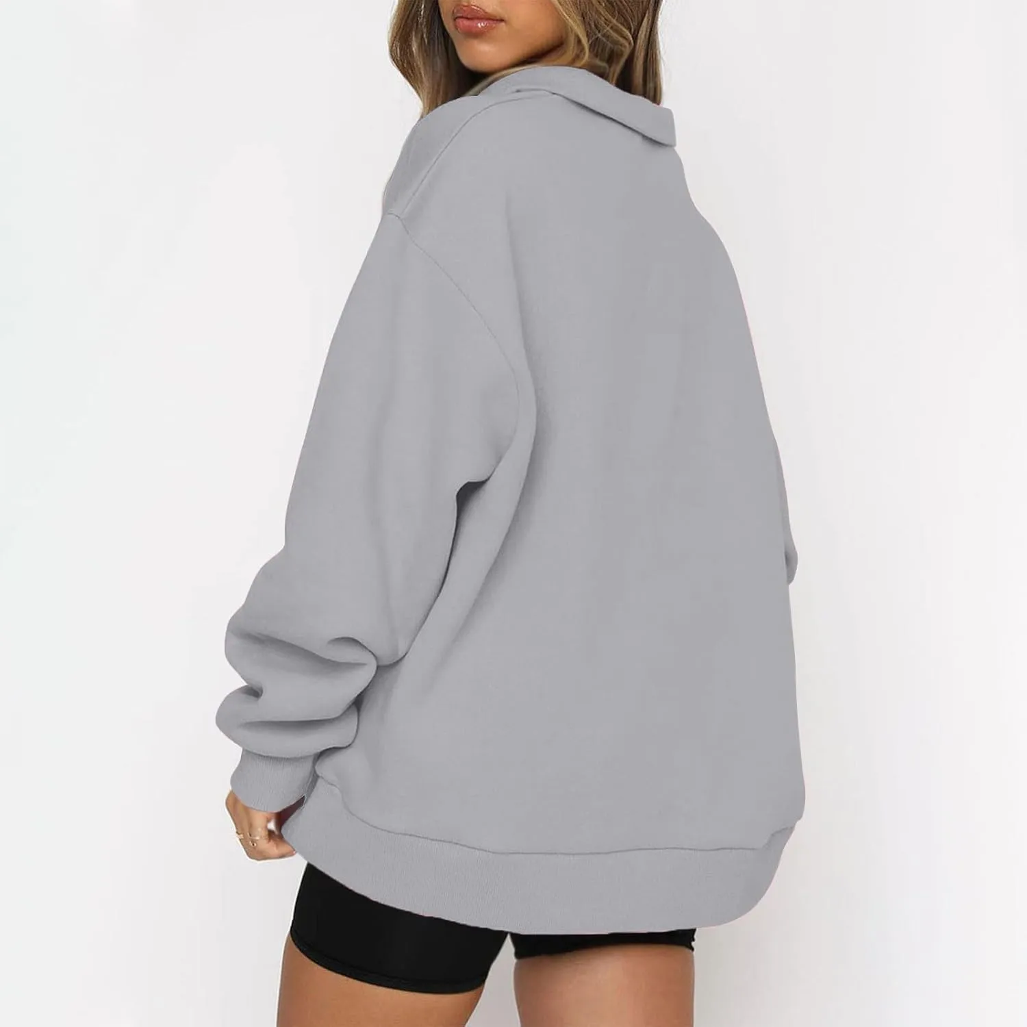 Quarter Zip Pullover for Women Fall Long Sleeve Y2k Clothes Drop Shoulder Blouses Casual Sweaters Half Zip Sweatshirt