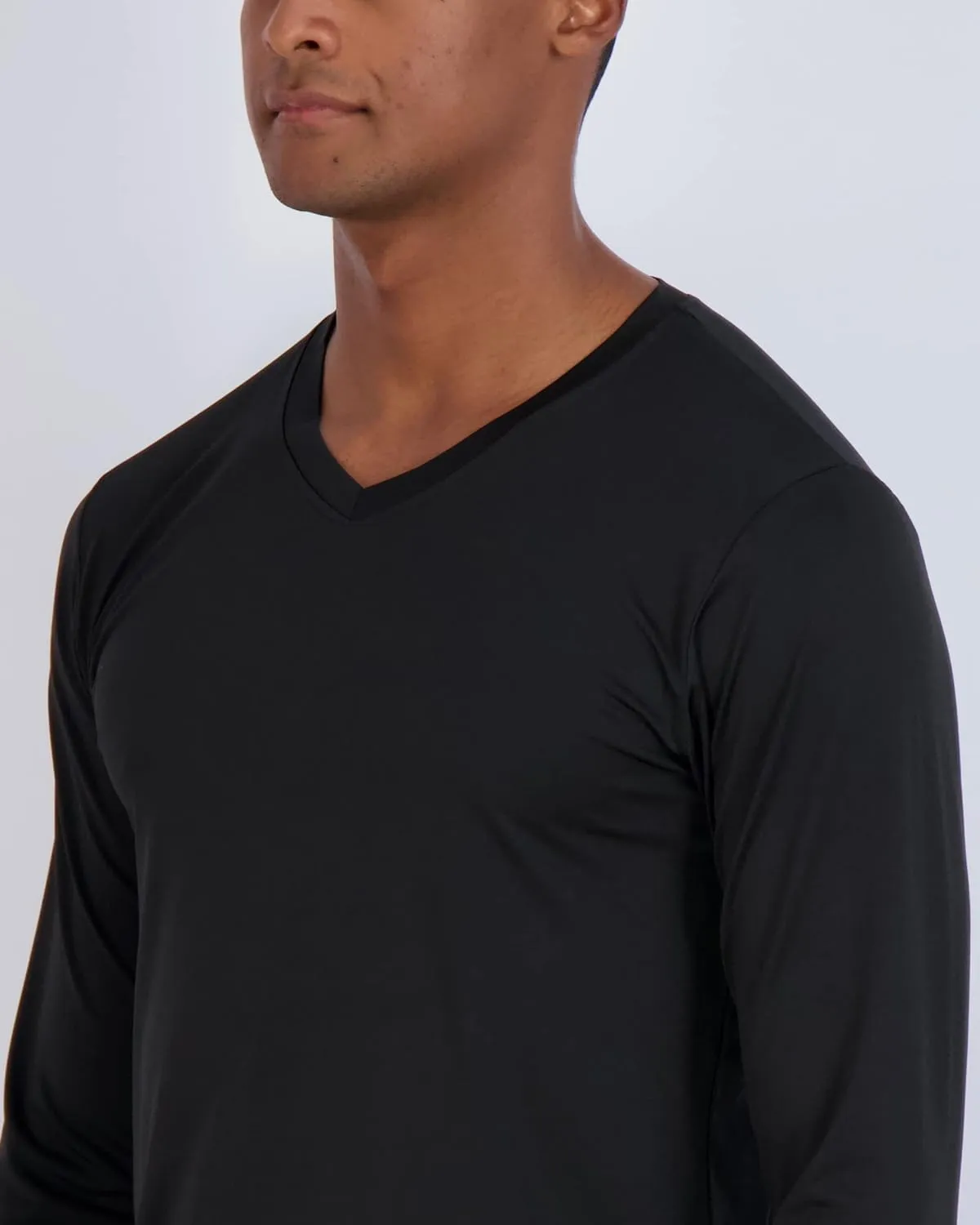 Real Essentials 4 Pack: Men's Dry Fit Long Sleeve V-Neck Active T-Shirt - Athletic Outdoor UPF 50  (Available in Big & Tall)