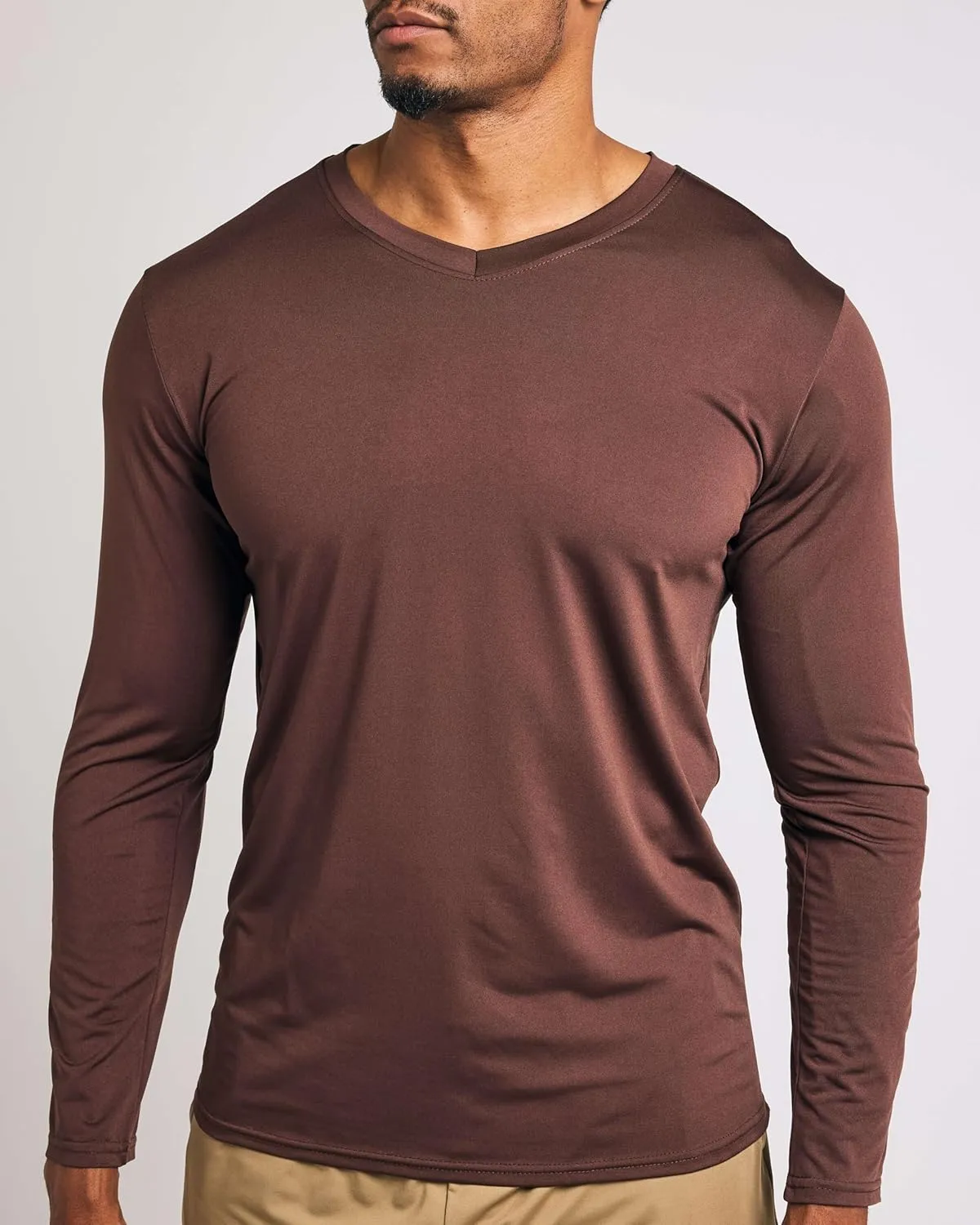 Real Essentials 4 Pack: Men's Dry Fit Long Sleeve V-Neck Active T-Shirt - Athletic Outdoor UPF 50  (Available in Big & Tall)