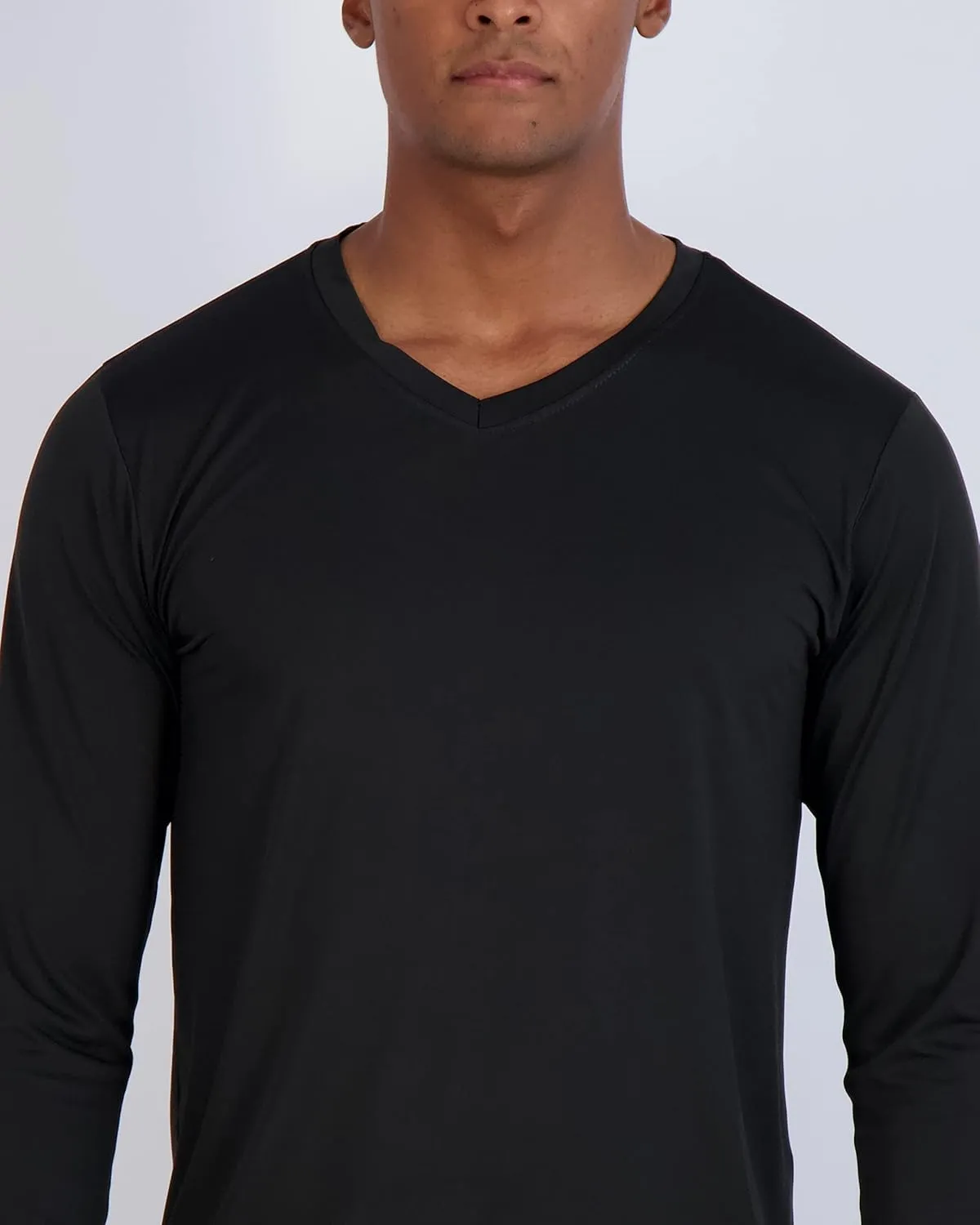 Real Essentials 4 Pack: Men's Dry Fit Long Sleeve V-Neck Active T-Shirt - Athletic Outdoor UPF 50  (Available in Big & Tall)