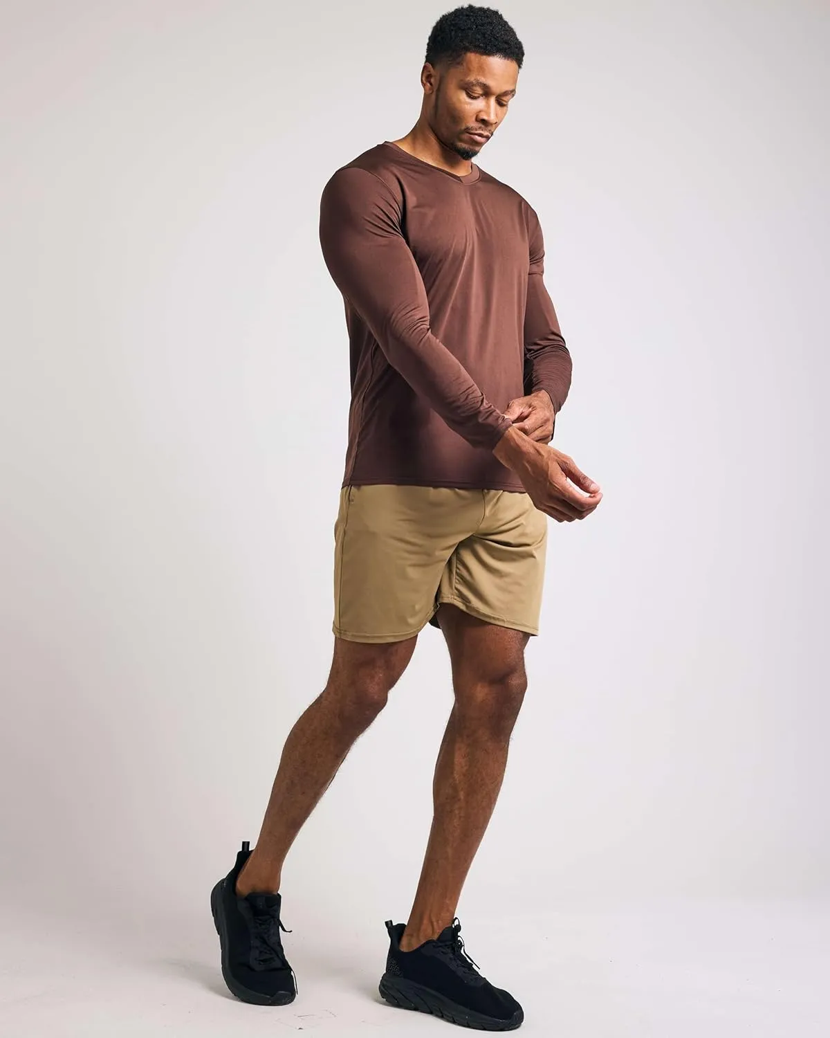 Real Essentials 4 Pack: Men's Dry Fit Long Sleeve V-Neck Active T-Shirt - Athletic Outdoor UPF 50  (Available in Big & Tall)