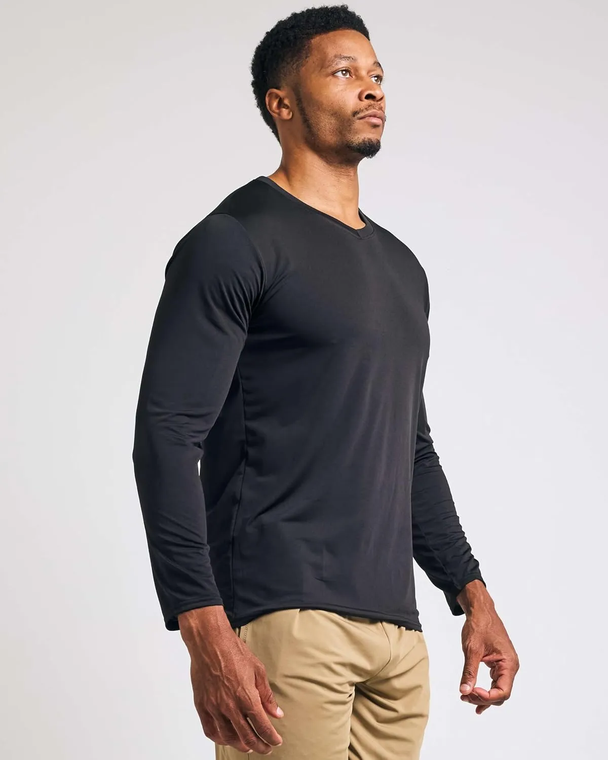 Real Essentials 4 Pack: Men's Dry Fit Long Sleeve V-Neck Active T-Shirt - Athletic Outdoor UPF 50  (Available in Big & Tall)