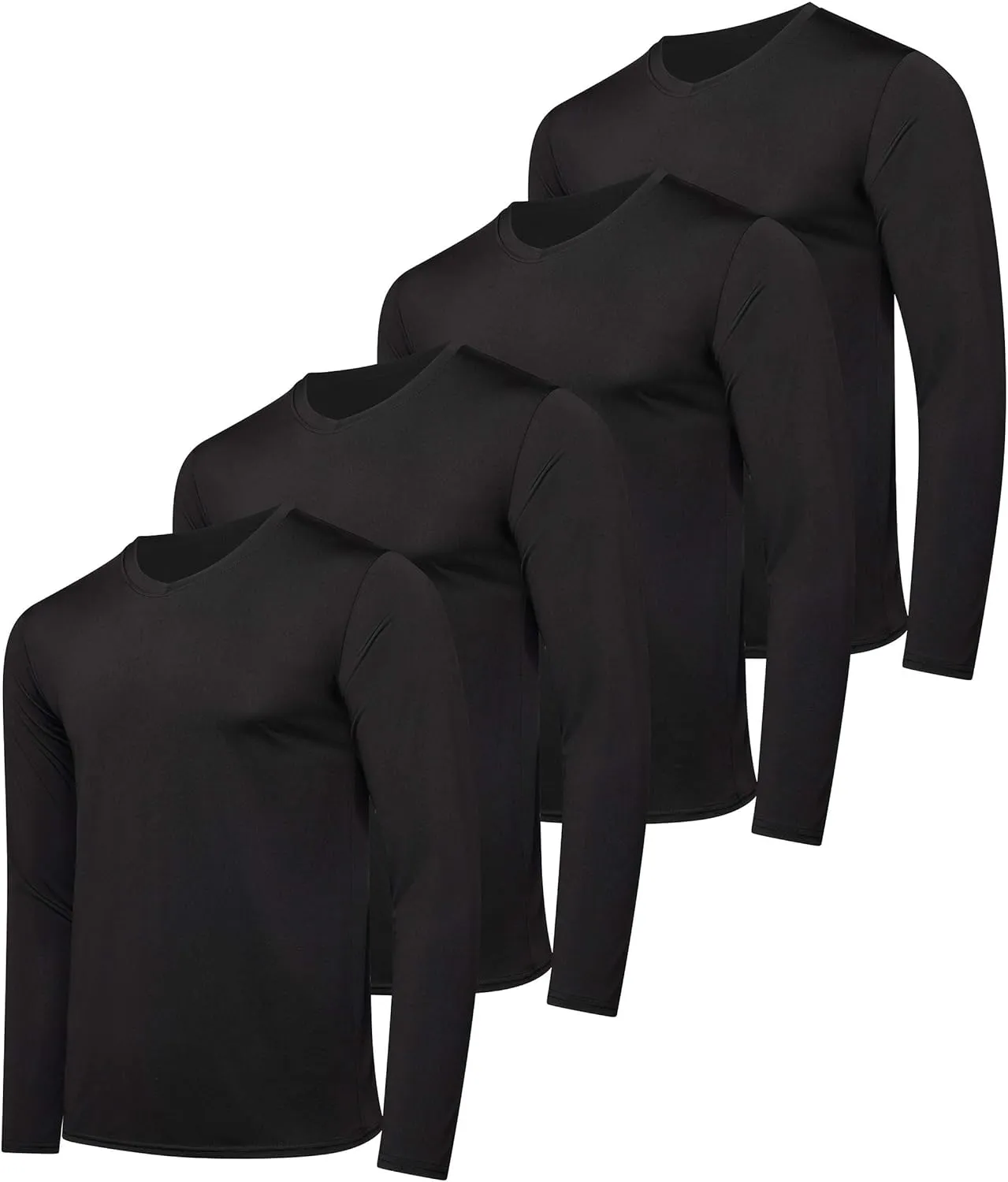 Real Essentials 4 Pack: Men's Dry Fit Long Sleeve V-Neck Active T-Shirt - Athletic Outdoor UPF 50  (Available in Big & Tall)