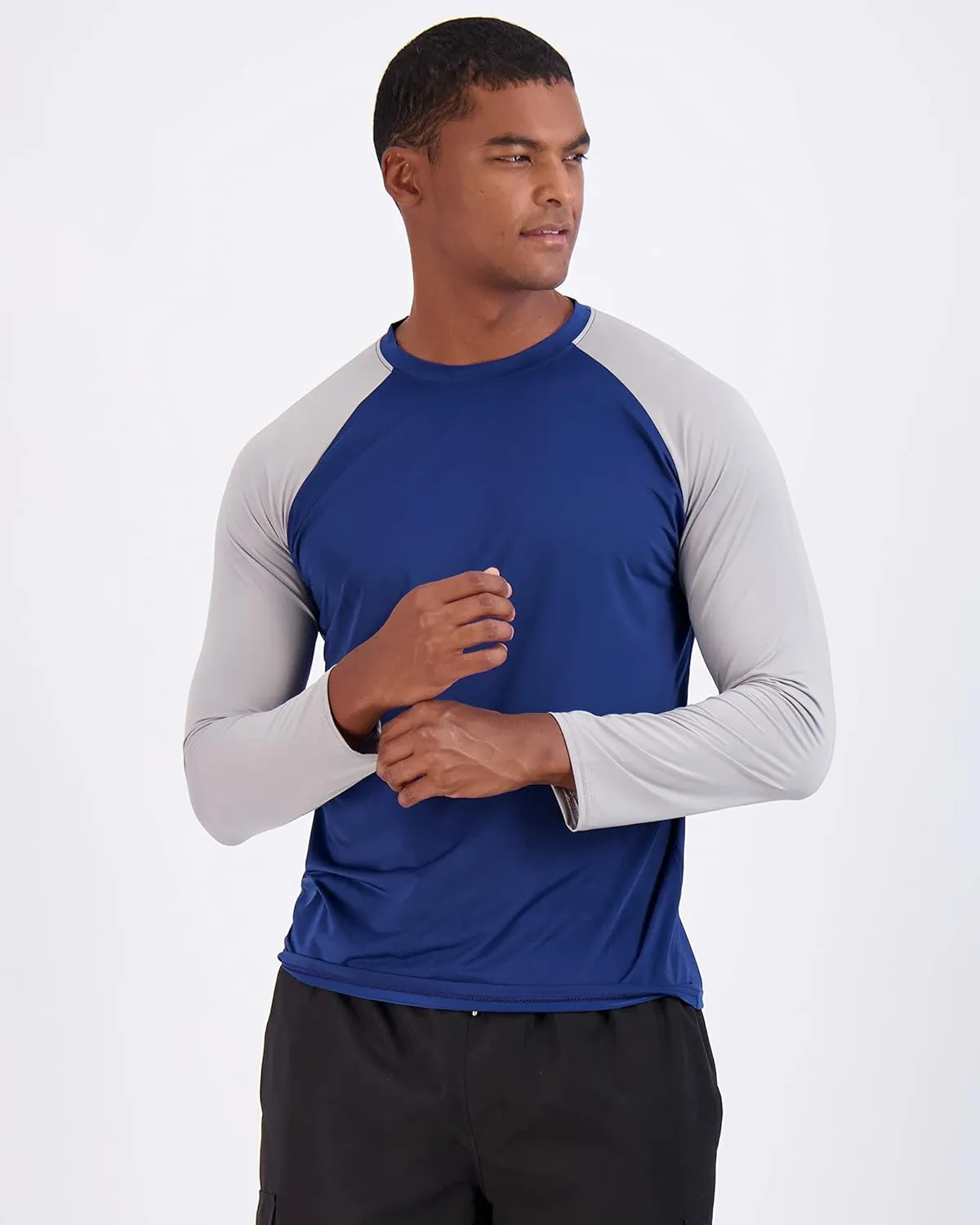 Real Essentials 4 Pack: Mens Long Sleeve Rash Guard Shirt Running Swimwear UPF 50  Sun Protection (Big & Tall)
