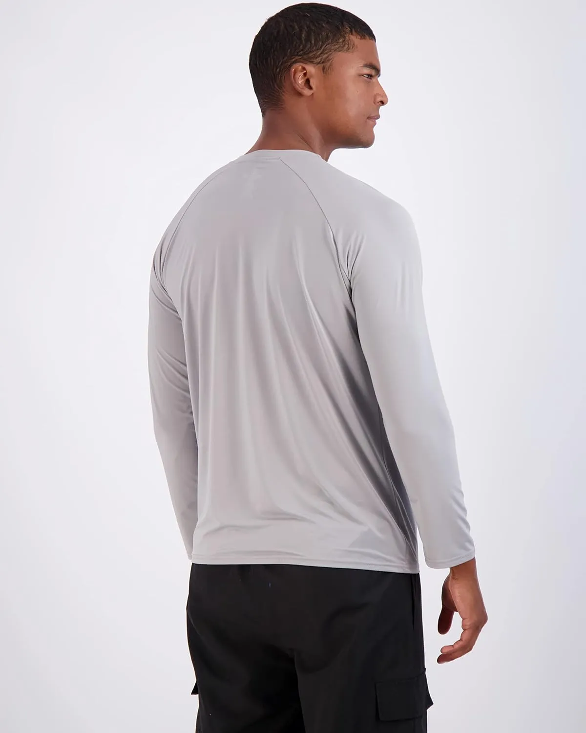 Real Essentials 4 Pack: Mens Long Sleeve Rash Guard Shirt Running Swimwear UPF 50  Sun Protection (Big & Tall)