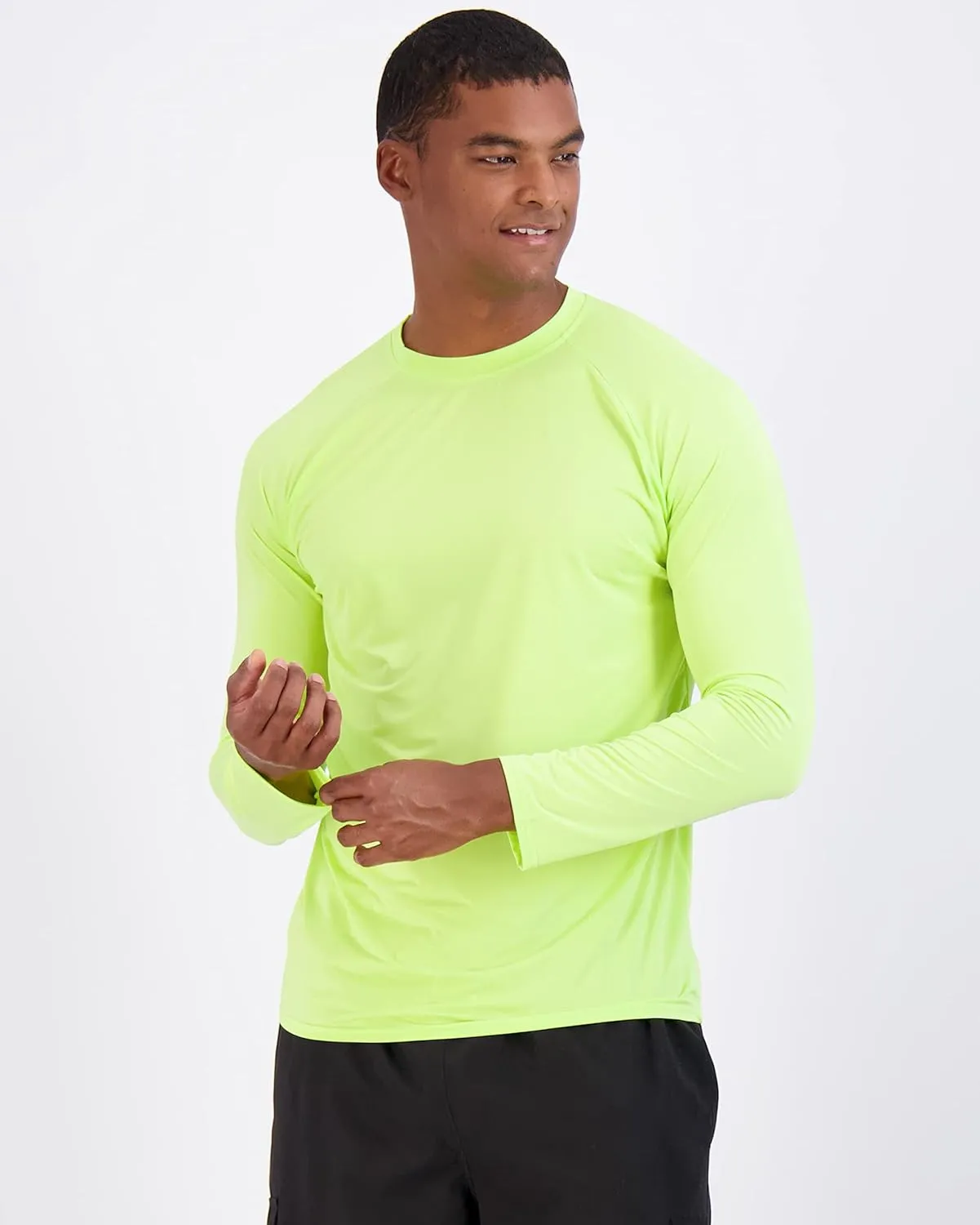 Real Essentials 4 Pack: Mens Long Sleeve Rash Guard Shirt Running Swimwear UPF 50  Sun Protection (Big & Tall)