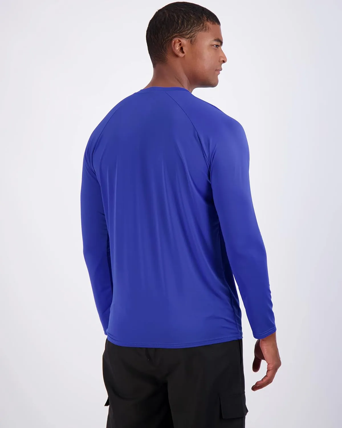 Real Essentials 4 Pack: Mens Long Sleeve Rash Guard Shirt Running Swimwear UPF 50  Sun Protection (Big & Tall)