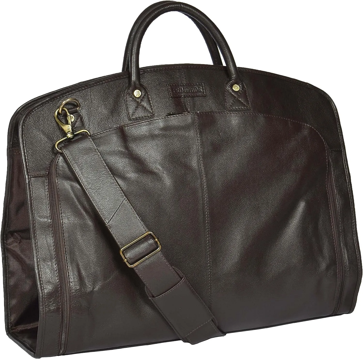 Real Leather Suit Dress Carrier Travel Weekend Garment Clothing Bag HOL933 Brown