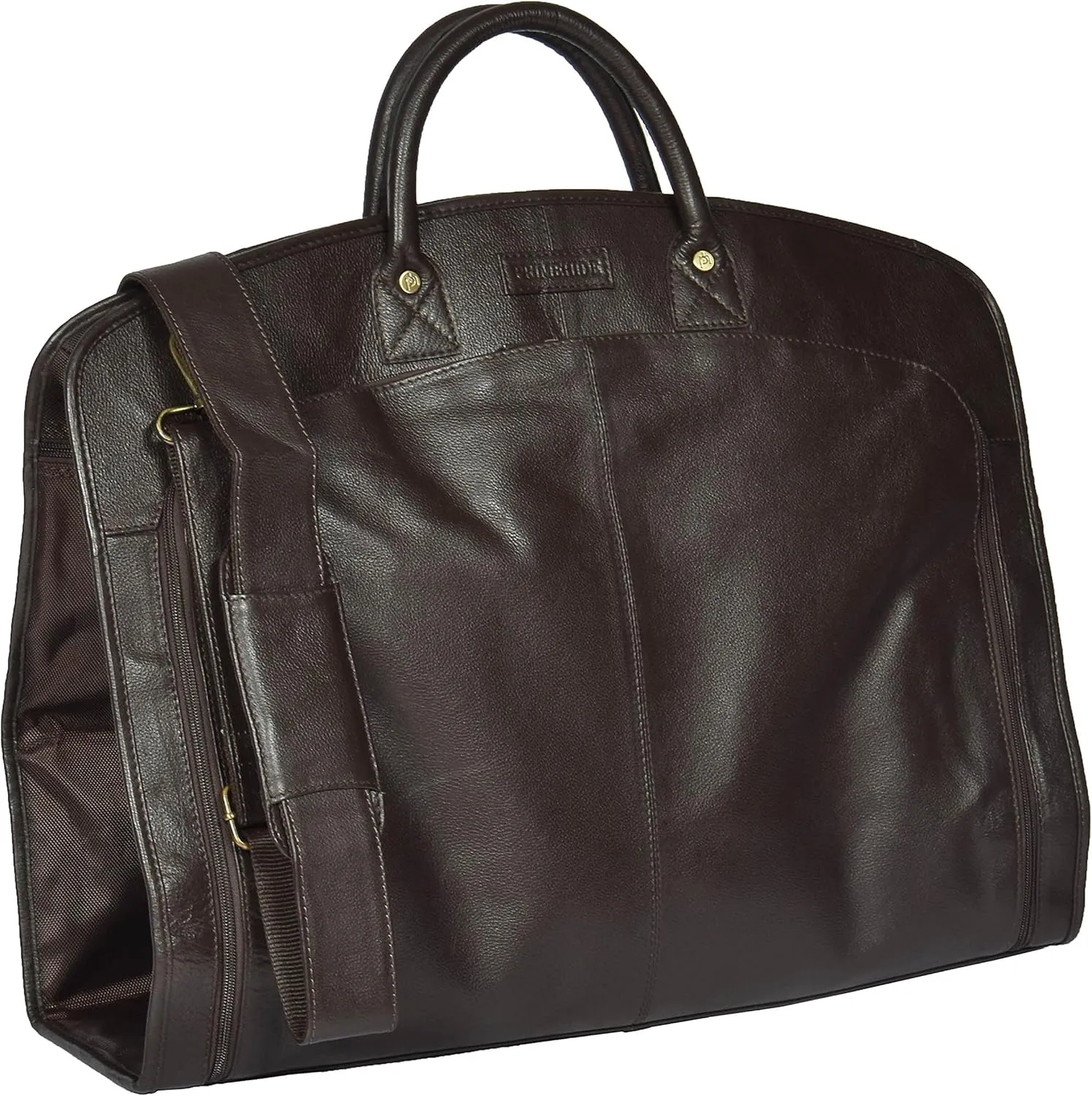 Real Luxury Soft Leather Suit Dress Garment Carrier Bag HOL933 Brown, Brown, 57x56x16cm