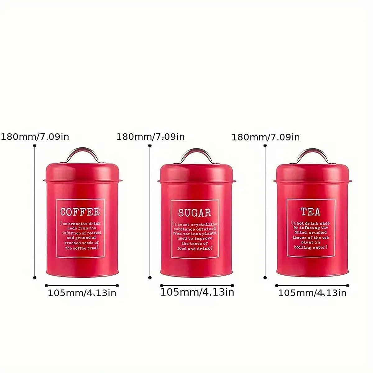 Red Tea Coffee Sugar Canister Set