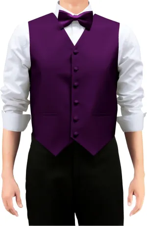 Retreez Men's Solid Color Woven Vest with Tie, Bow Tie 3 Pieces Gift Set
