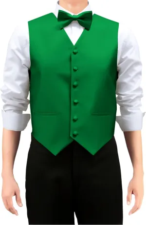 Retreez Men's Solid Color Woven Vest with Tie, Bow Tie 3 Pieces Gift Set