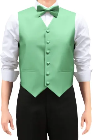 Retreez Men's Solid Color Woven Vest with Tie, Bow Tie 3 Pieces Gift Set