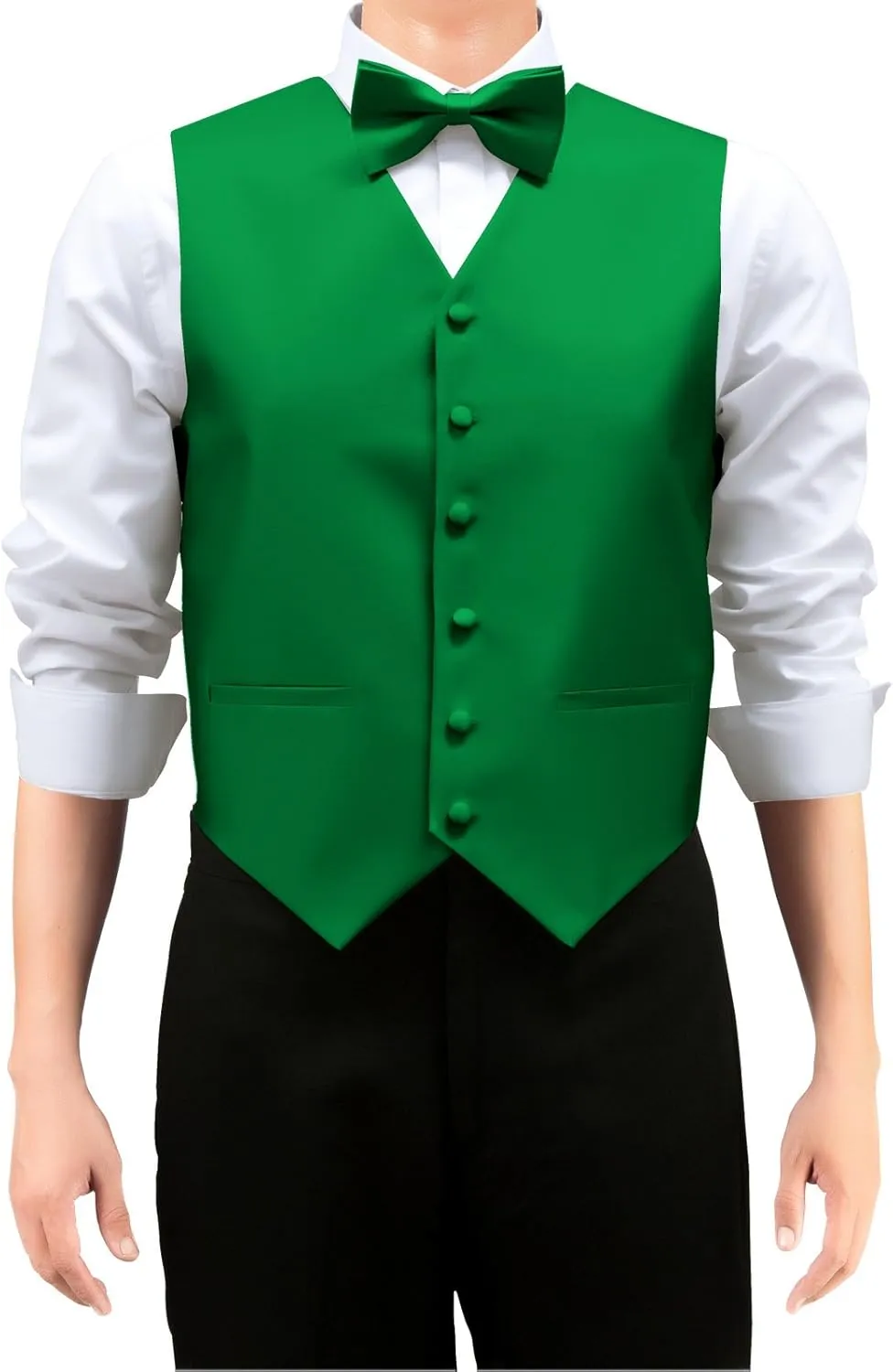 Retreez Men's Solid Color Woven Vest with Tie, Bow Tie 3 Pieces Gift Set