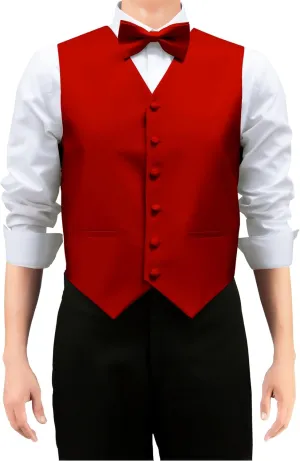 Retreez Men's Solid Color Woven Vest with Tie, Bow Tie 3 Pieces Gift Set