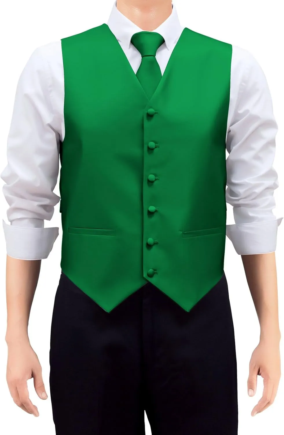 Retreez Men's Solid Color Woven Vest with Tie, Bow Tie 3 Pieces Gift Set