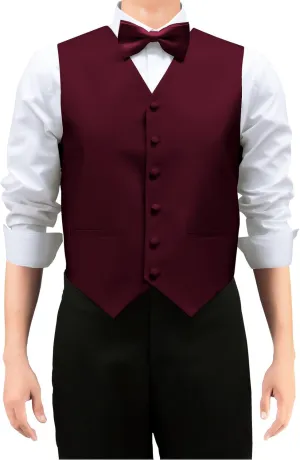 Retreez Men's Solid Color Woven Vest with Tie, Bow Tie 3 Pieces Gift Set