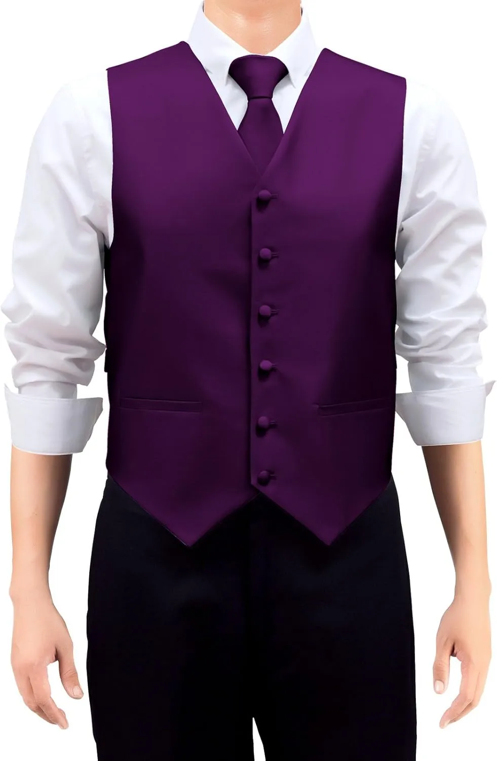 Retreez Men's Solid Color Woven Vest with Tie, Bow Tie 3 Pieces Gift Set