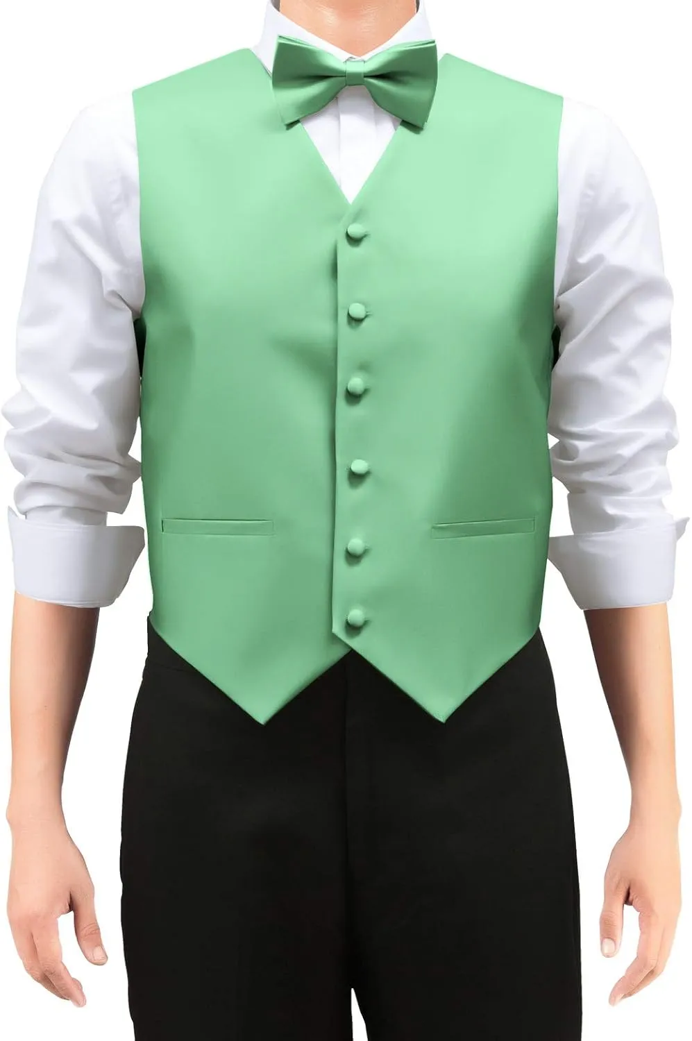 Retreez Men's Solid Color Woven Vest with Tie, Bow Tie 3 Pieces Gift Set