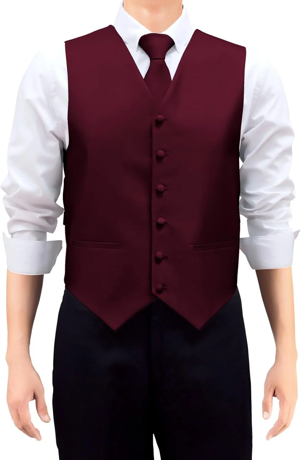 Retreez Men's Solid Color Woven Vest with Tie, Bow Tie 3 Pieces Gift Set