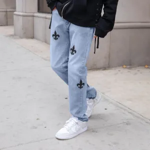 Retro casual street style denim trousers