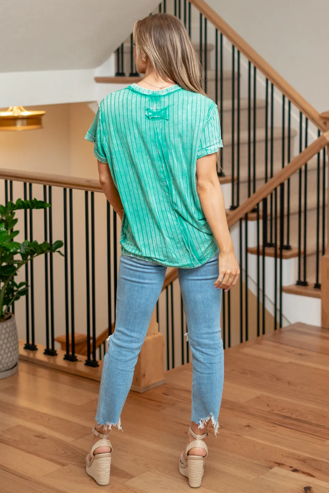 Ribbed Raglan Dolman Sleeve Boat-Neck Top