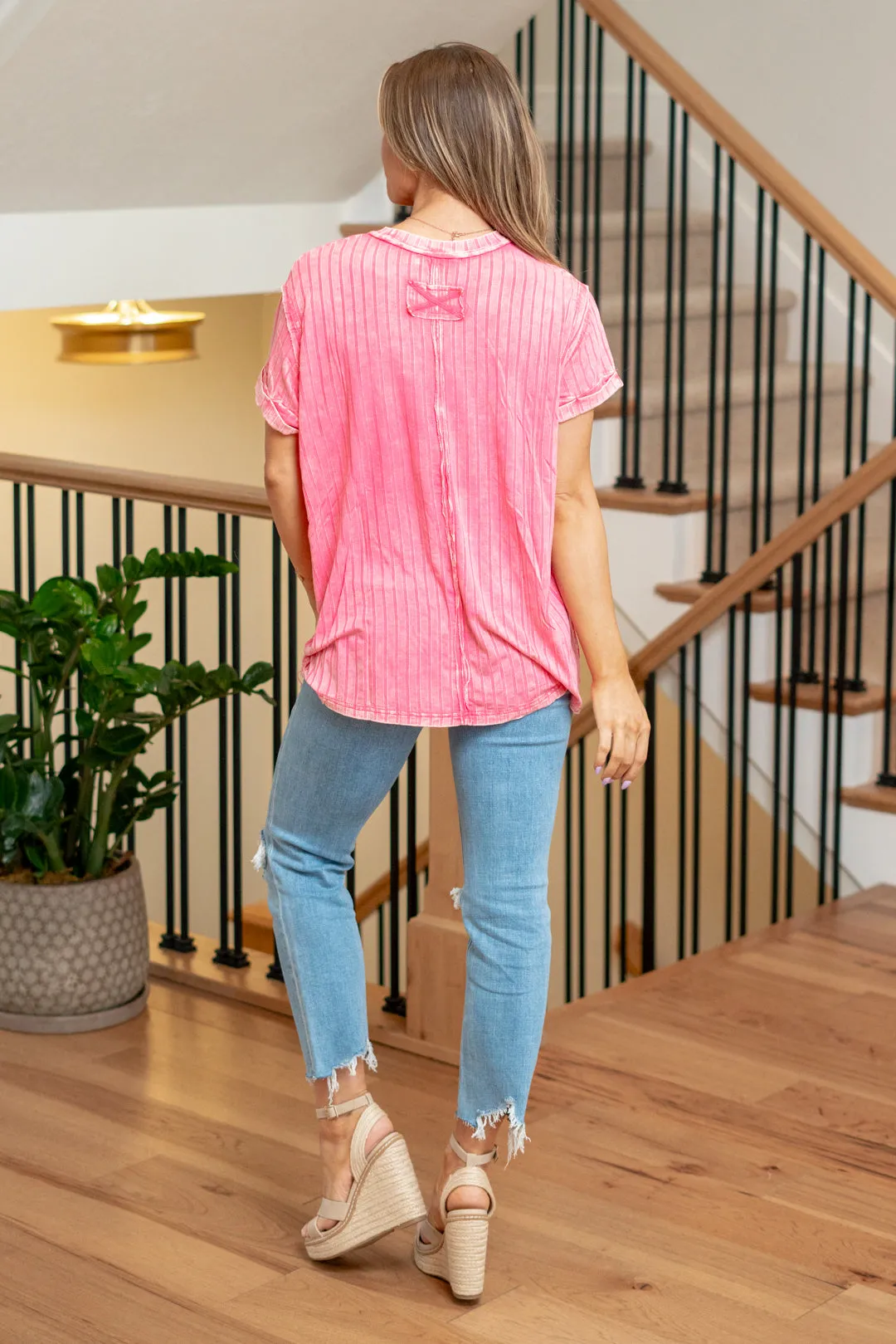 Ribbed Raglan Dolman Sleeve Boat-Neck Top