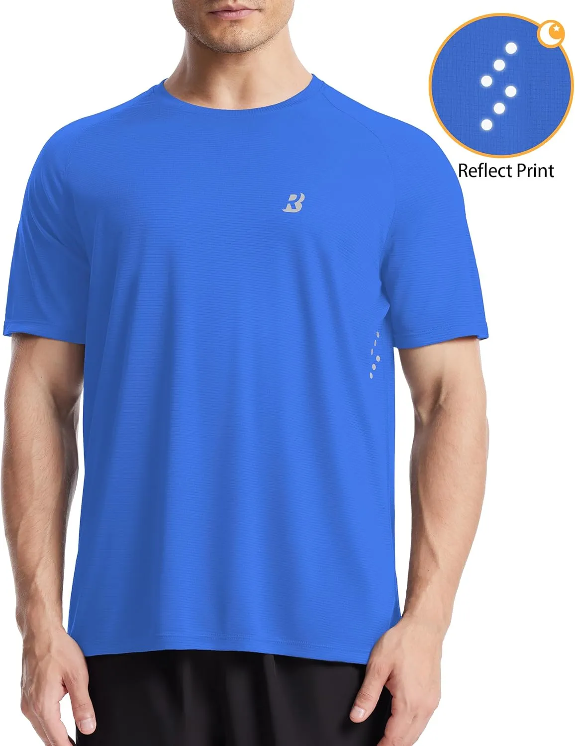 Roadbox Men's UPF 50  Swim Rash Guard, Short Sleeve UV Sun Protection Workout Athletic Shirts Quick Dry Gym Running Tee Tops