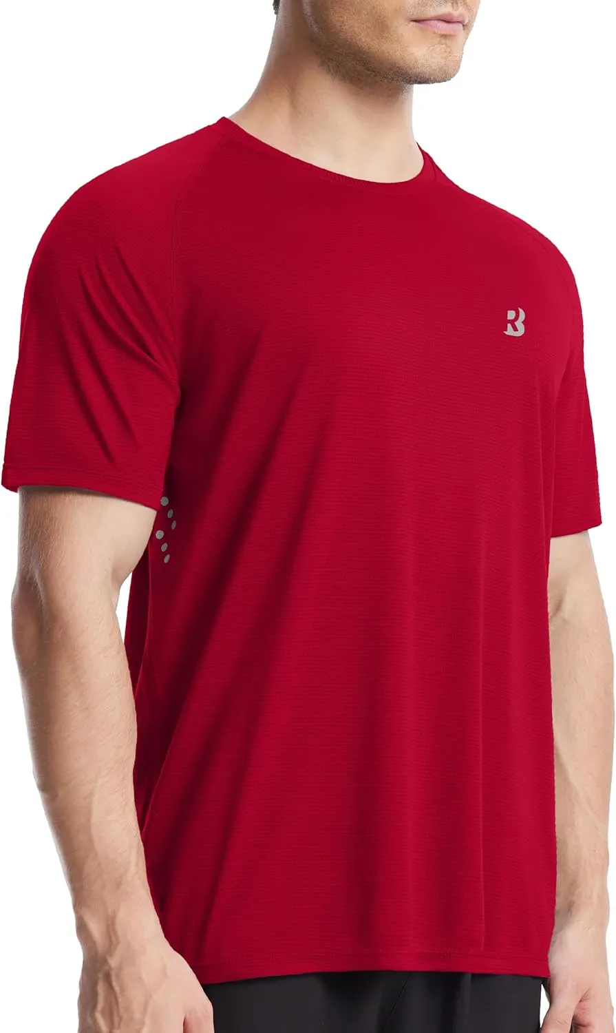 Roadbox Men's UPF 50  Swim Rash Guard, Short Sleeve UV Sun Protection Workout Athletic Shirts Quick Dry Gym Running Tee Tops